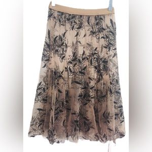 Sheer skirt with Black Velvet Flora Pattern.